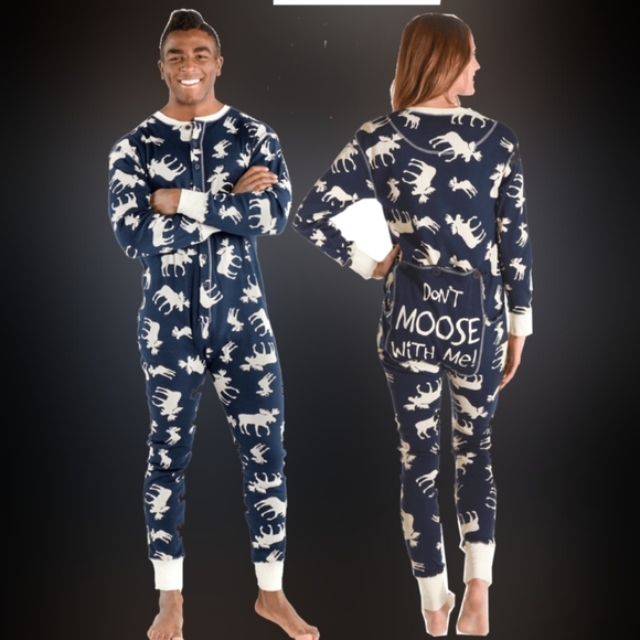 Lazy One Flap Jacks Moose Alaska All Over Print Long Johns Flap Door XS Unisex - Picture 1 of 11